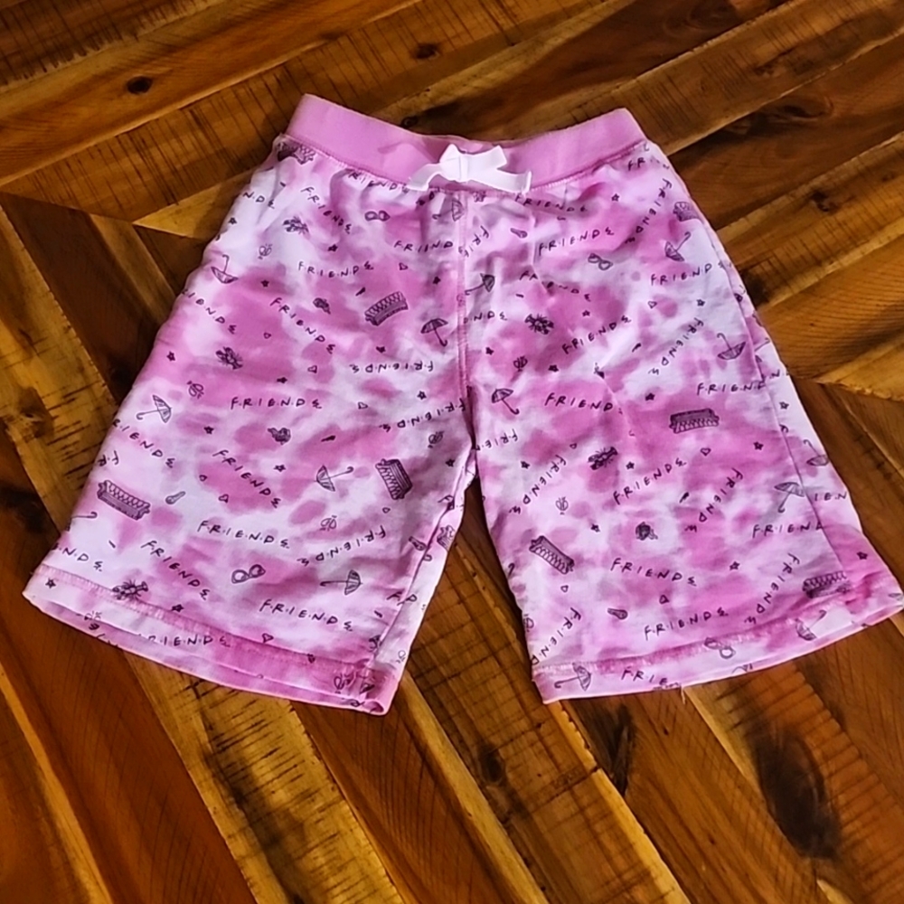 Kids F•R•I•E•N•D•S pink tie-dye shorts